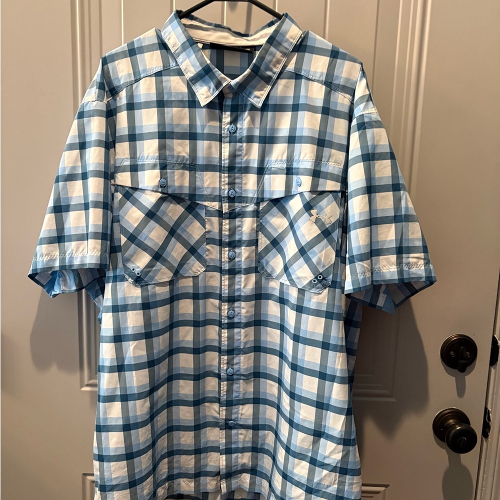 Under Armour Blue and White Checkered Men's Shirt